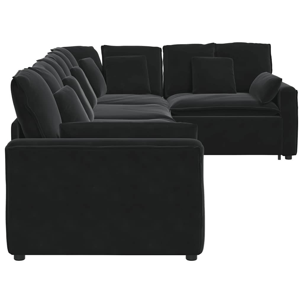 Modulaire bank met kussens fluweel zwart