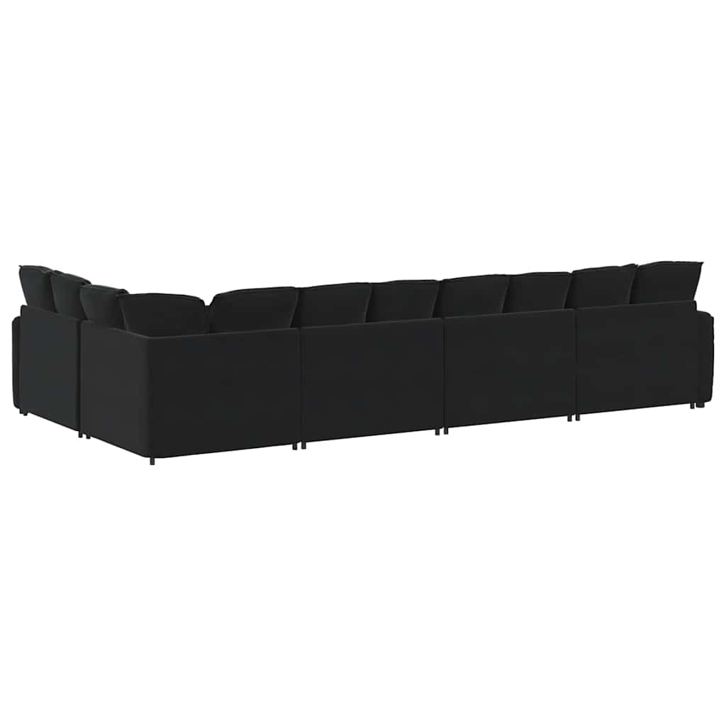 Modulaire bank met kussens fluweel zwart