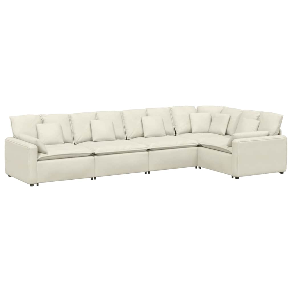 Modulaire bank met kussens fluweel crèmekleurig