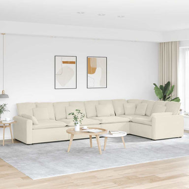 Modulaire bank met kussens fluweel crèmekleurig