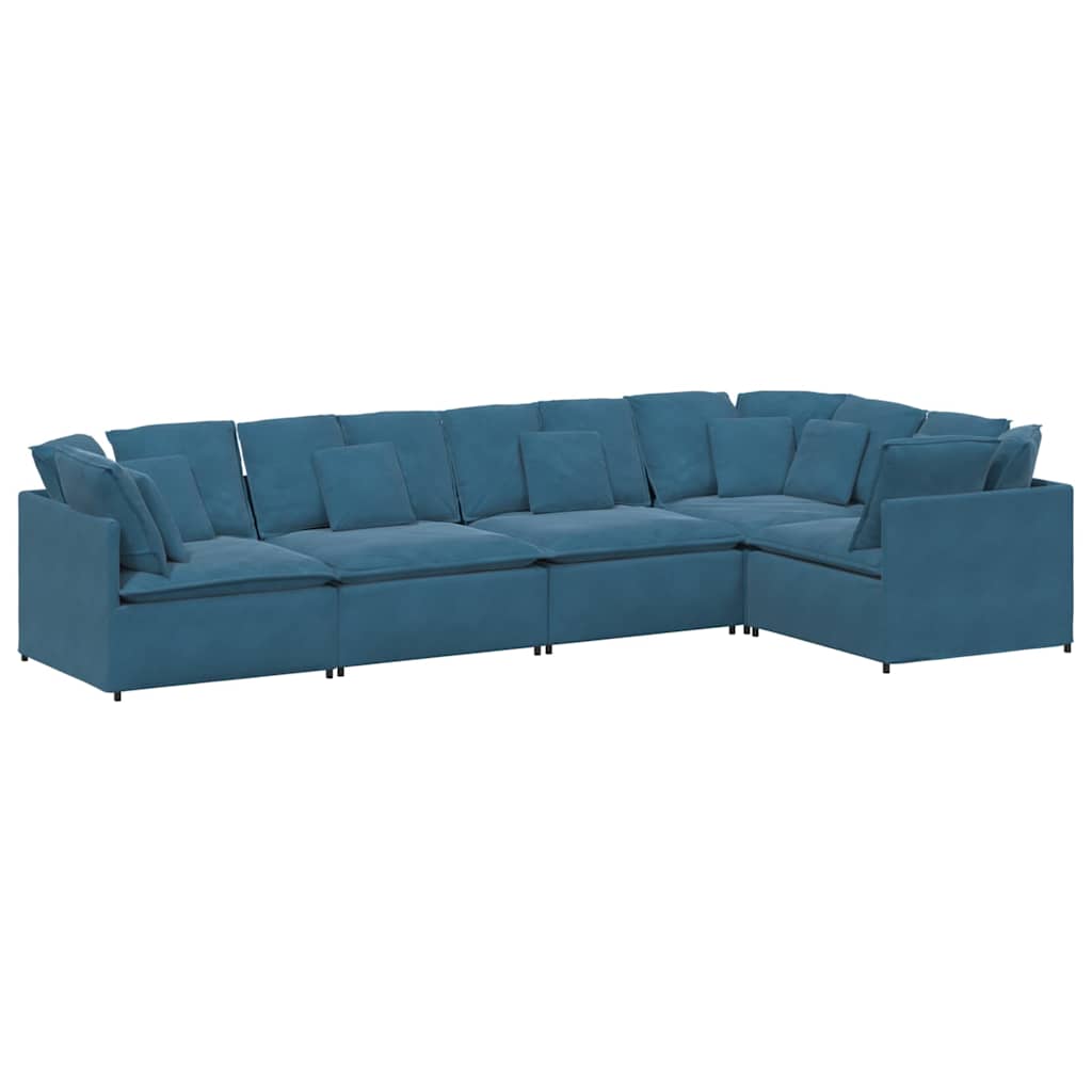 Modulaire bank met kussens fluweel blauw