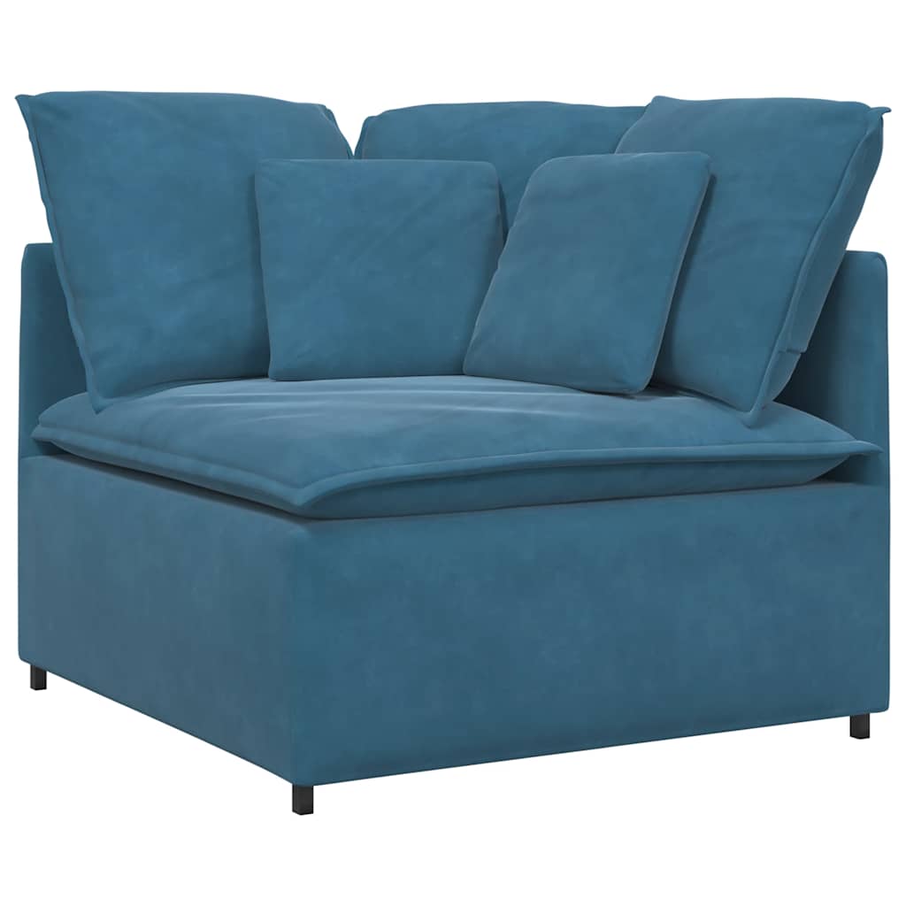 Modulaire bank met kussens fluweel blauw