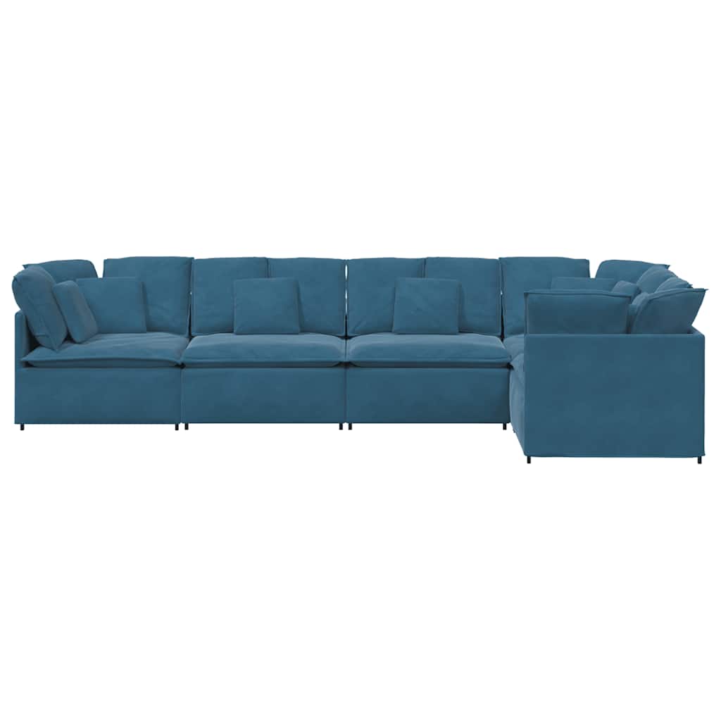Modulaire bank met kussens fluweel blauw