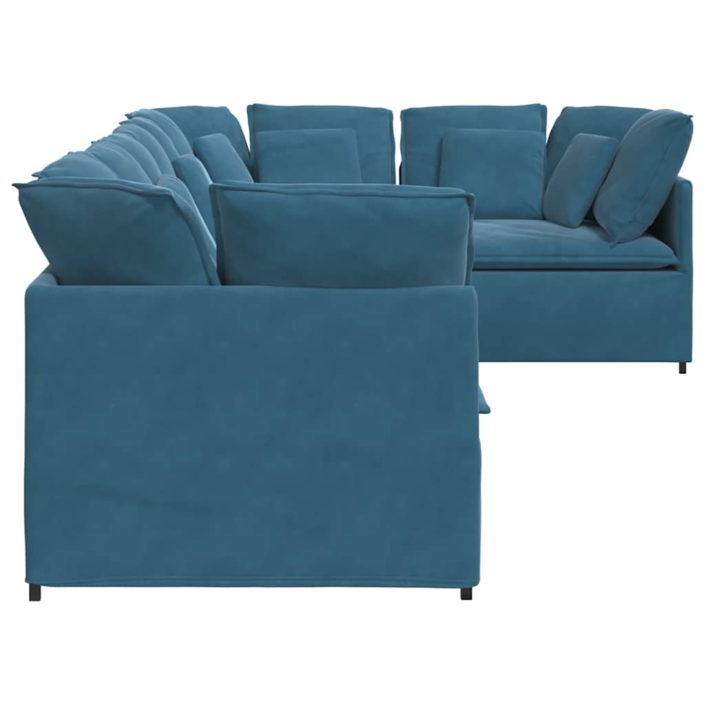 Modulaire bank met kussens fluweel blauw