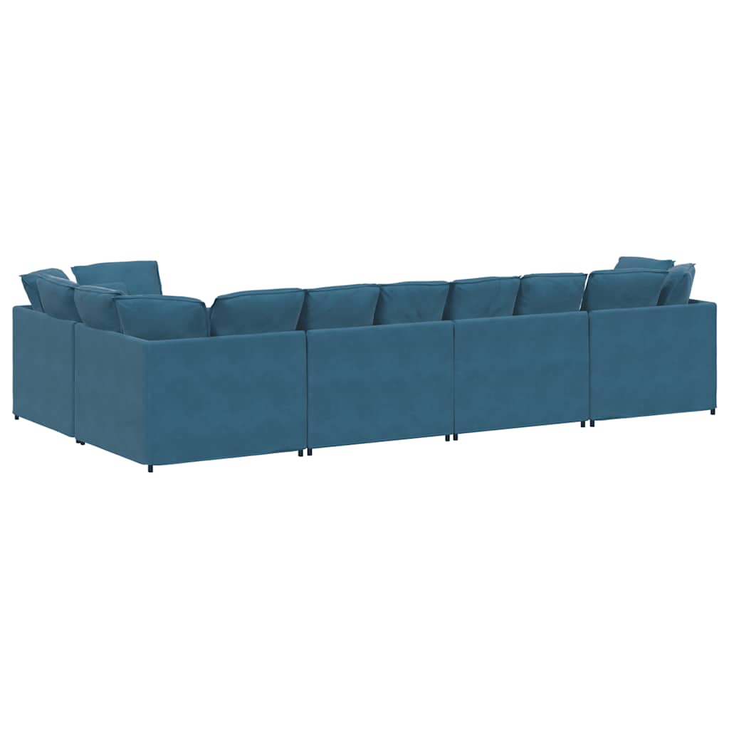Modulaire bank met kussens fluweel blauw