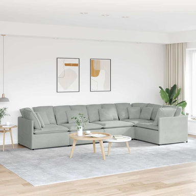 Modulaire bank met kussens fluweel lichtgrijs