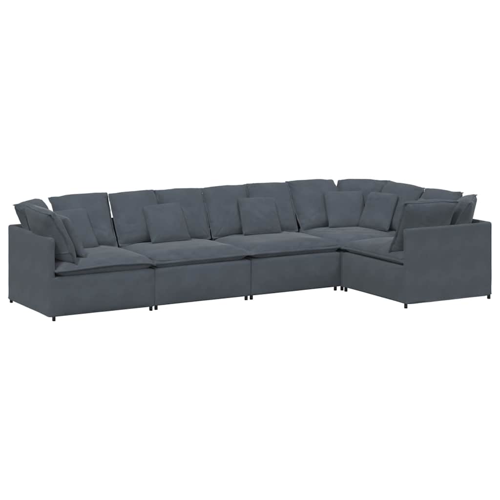 Modulaire bank met kussens fluweel donkergrijs