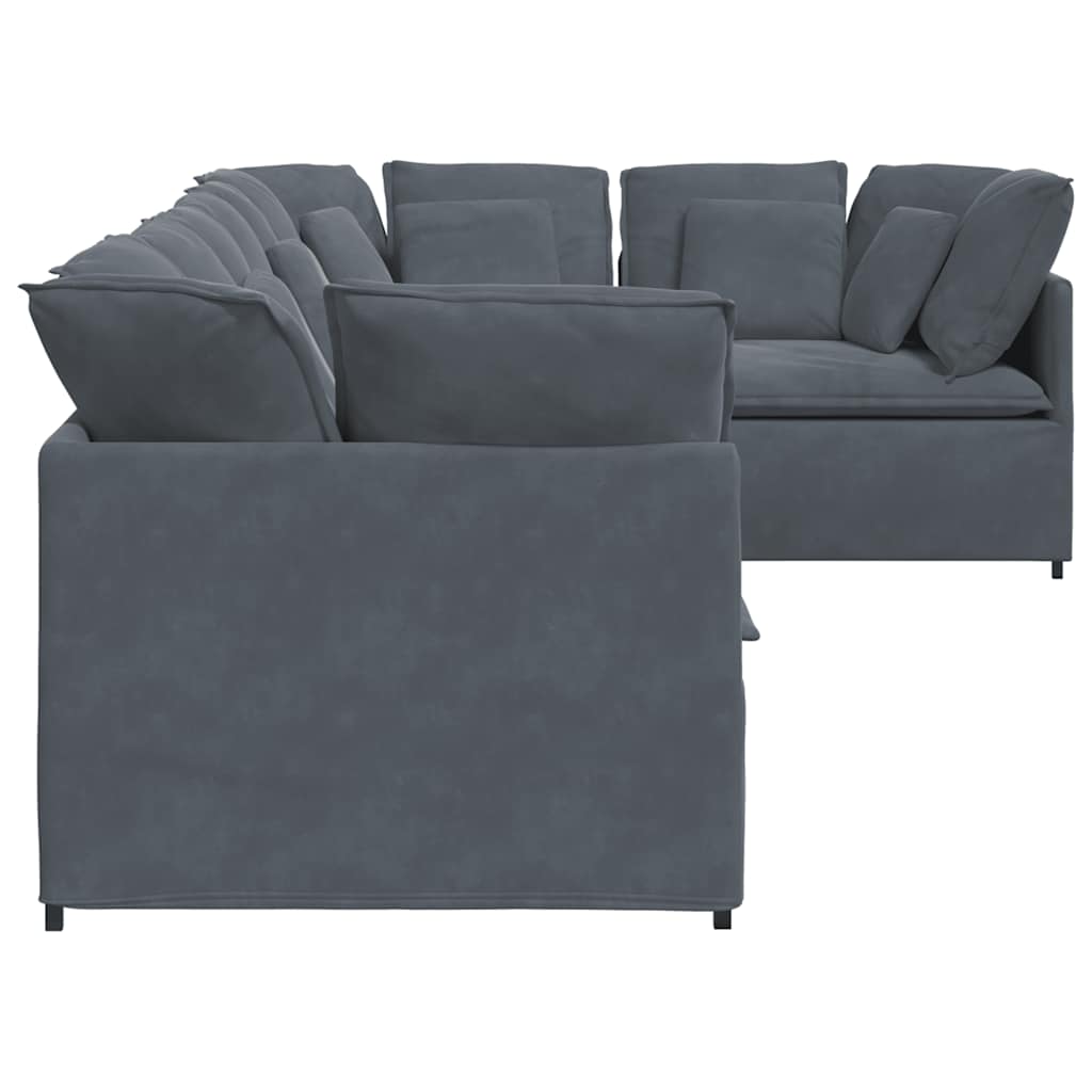 Modulaire bank met kussens fluweel donkergrijs