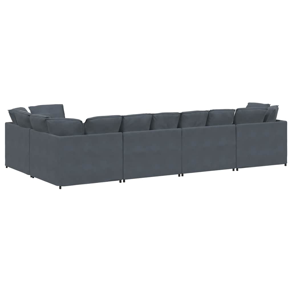 Modulaire bank met kussens fluweel donkergrijs