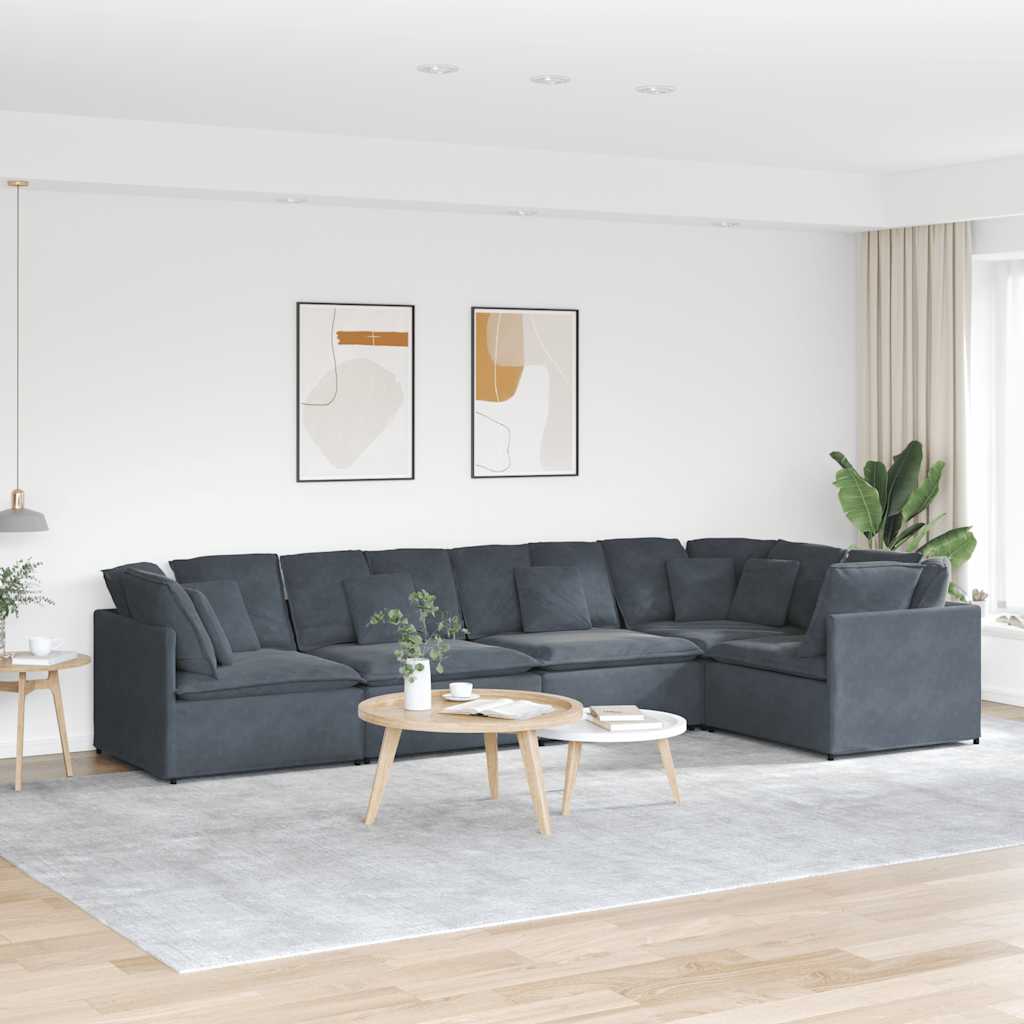Modulaire bank met kussens fluweel donkergrijs
