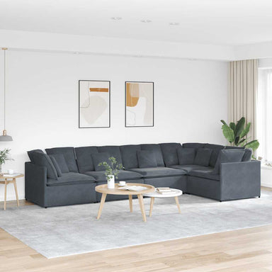 Modulaire bank met kussens fluweel donkergrijs
