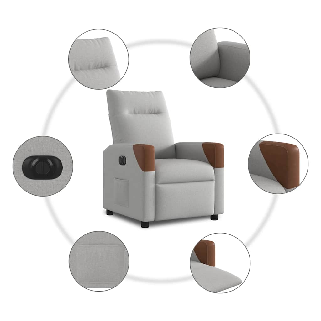 Fauteuil elektrisch verstelbaar stof wolk grijs