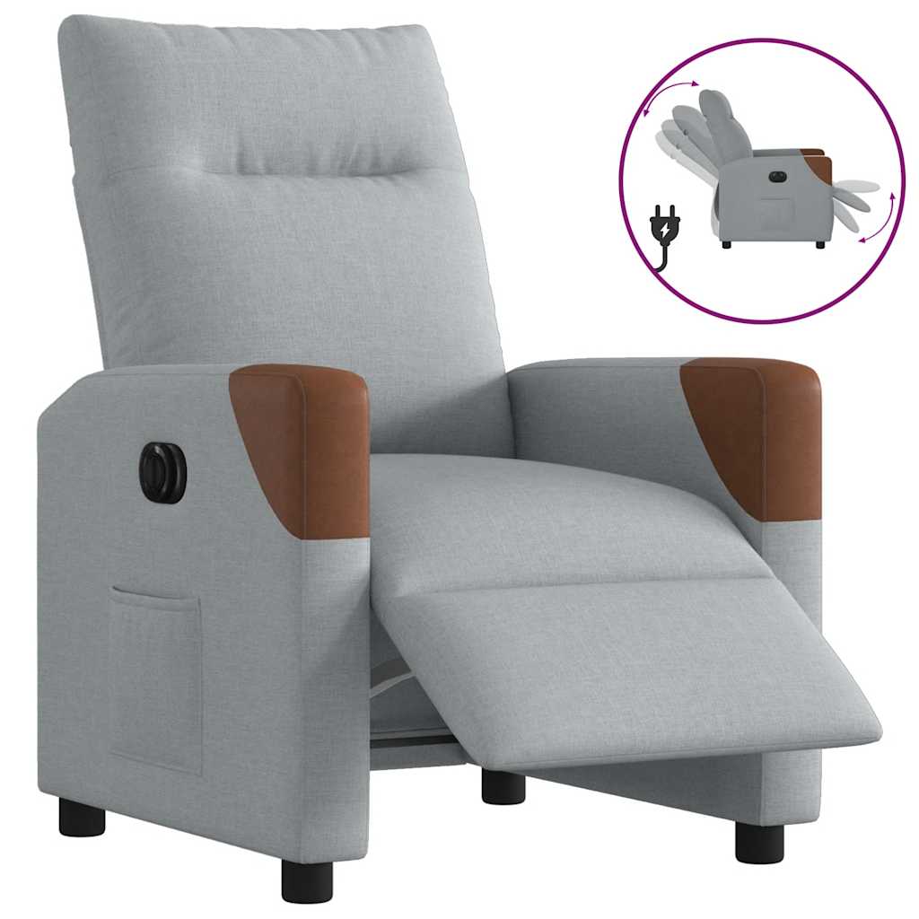 Fauteuil elektrisch verstelbaar stof lichtgrijs
