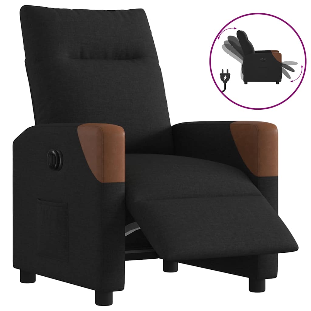 Fauteuil verstelbaar elektrisch stof zwart