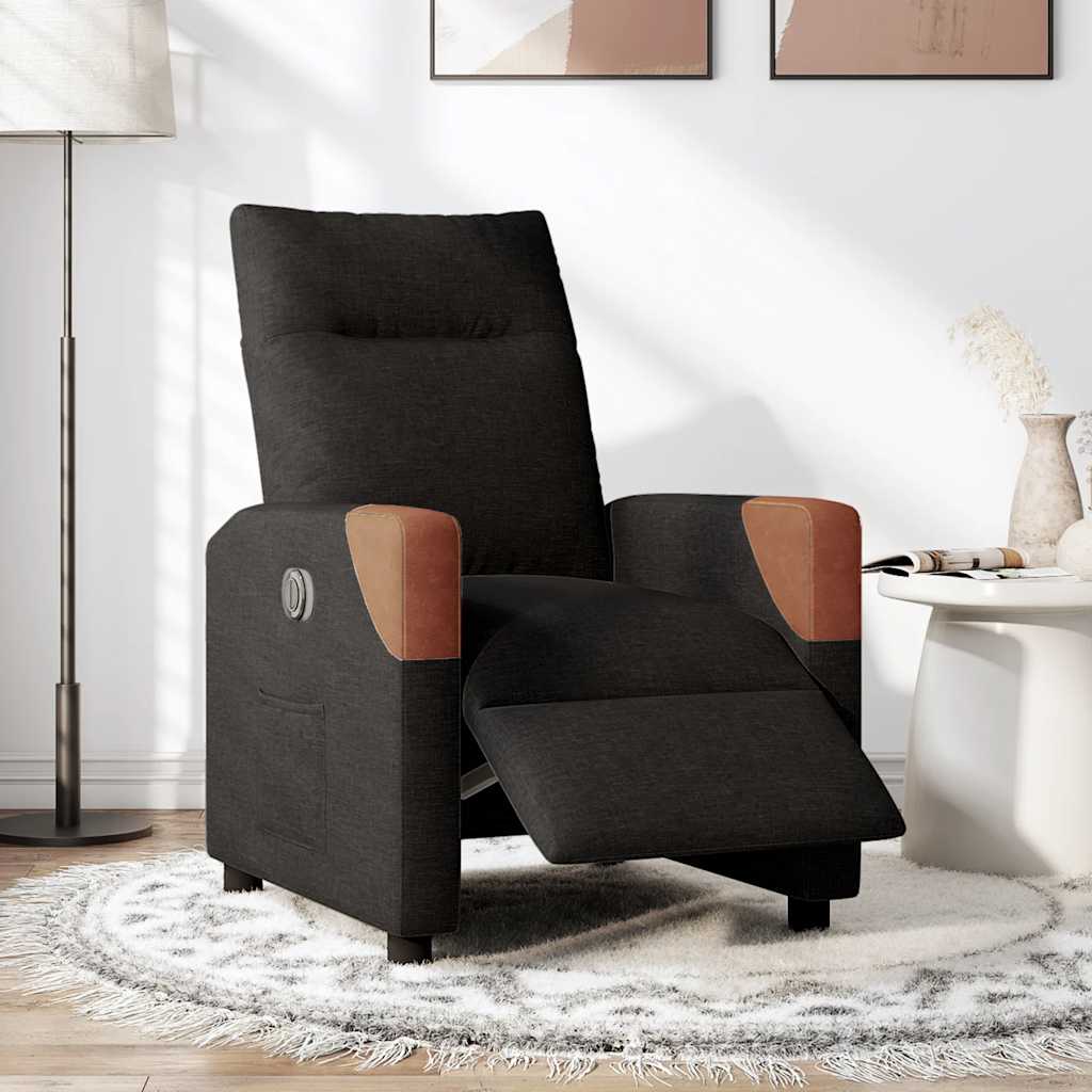 Fauteuil verstelbaar elektrisch stof zwart