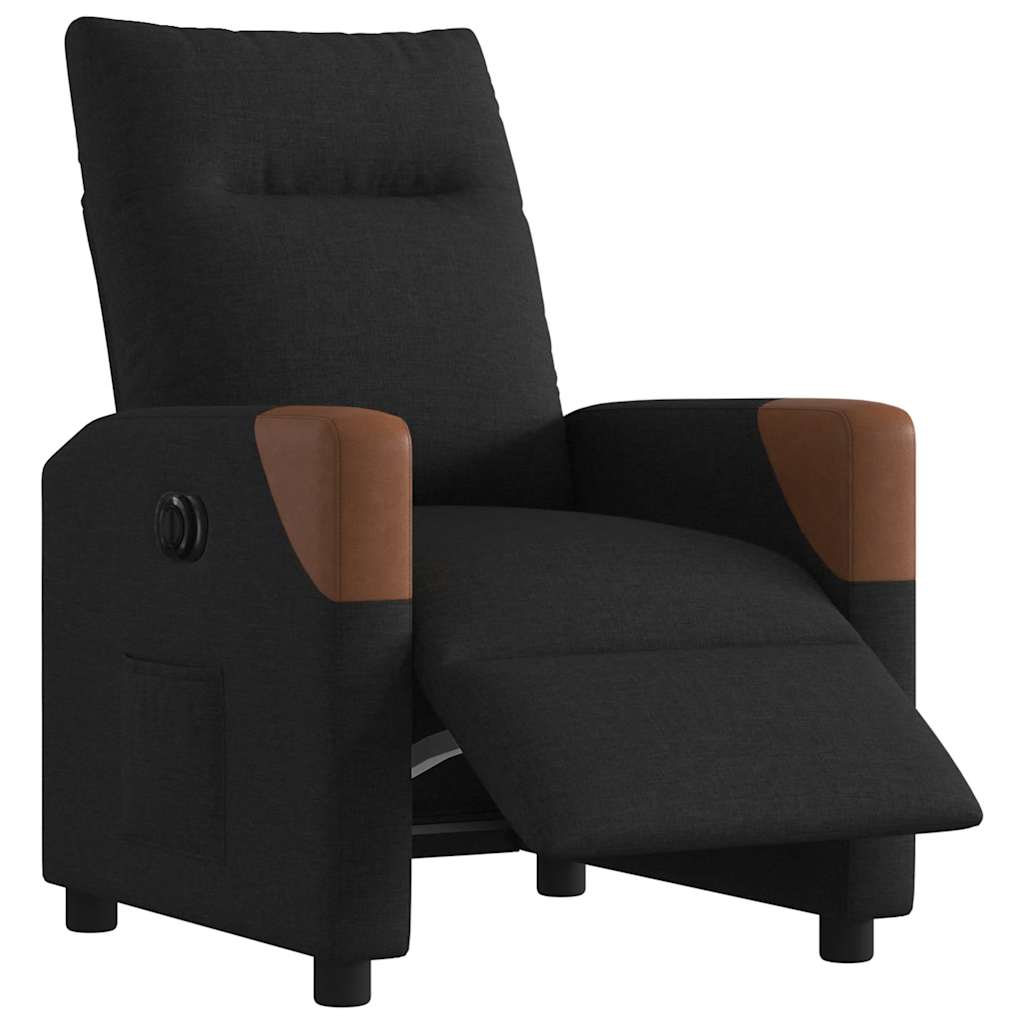 Fauteuil verstelbaar elektrisch stof zwart