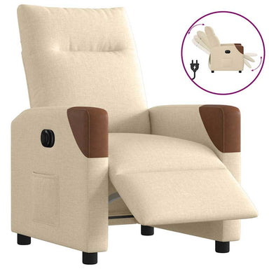 Fauteuil verstelbaar elektrisch stof crèmekleurig