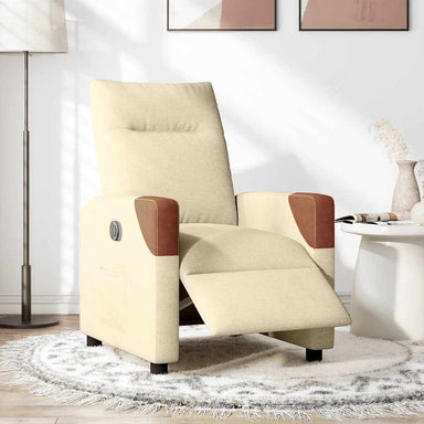 Fauteuil verstelbaar elektrisch stof crèmekleurig