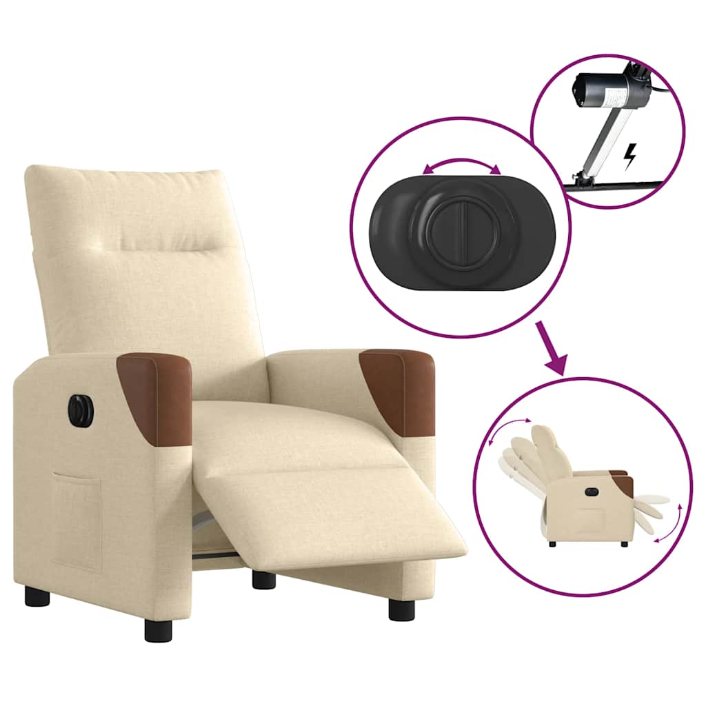 Fauteuil verstelbaar elektrisch stof crèmekleurig
