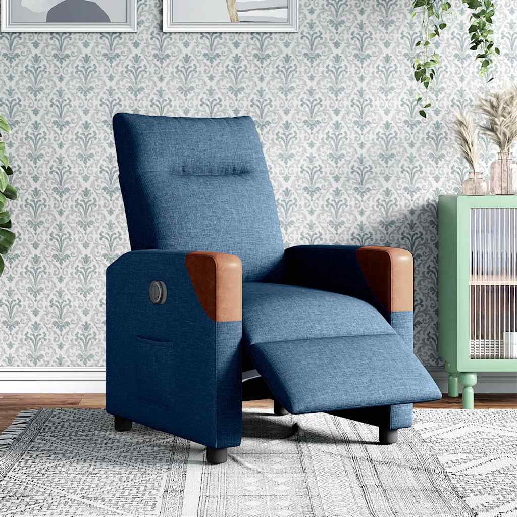 Fauteuil elektrisch verstelbaar stof blauw