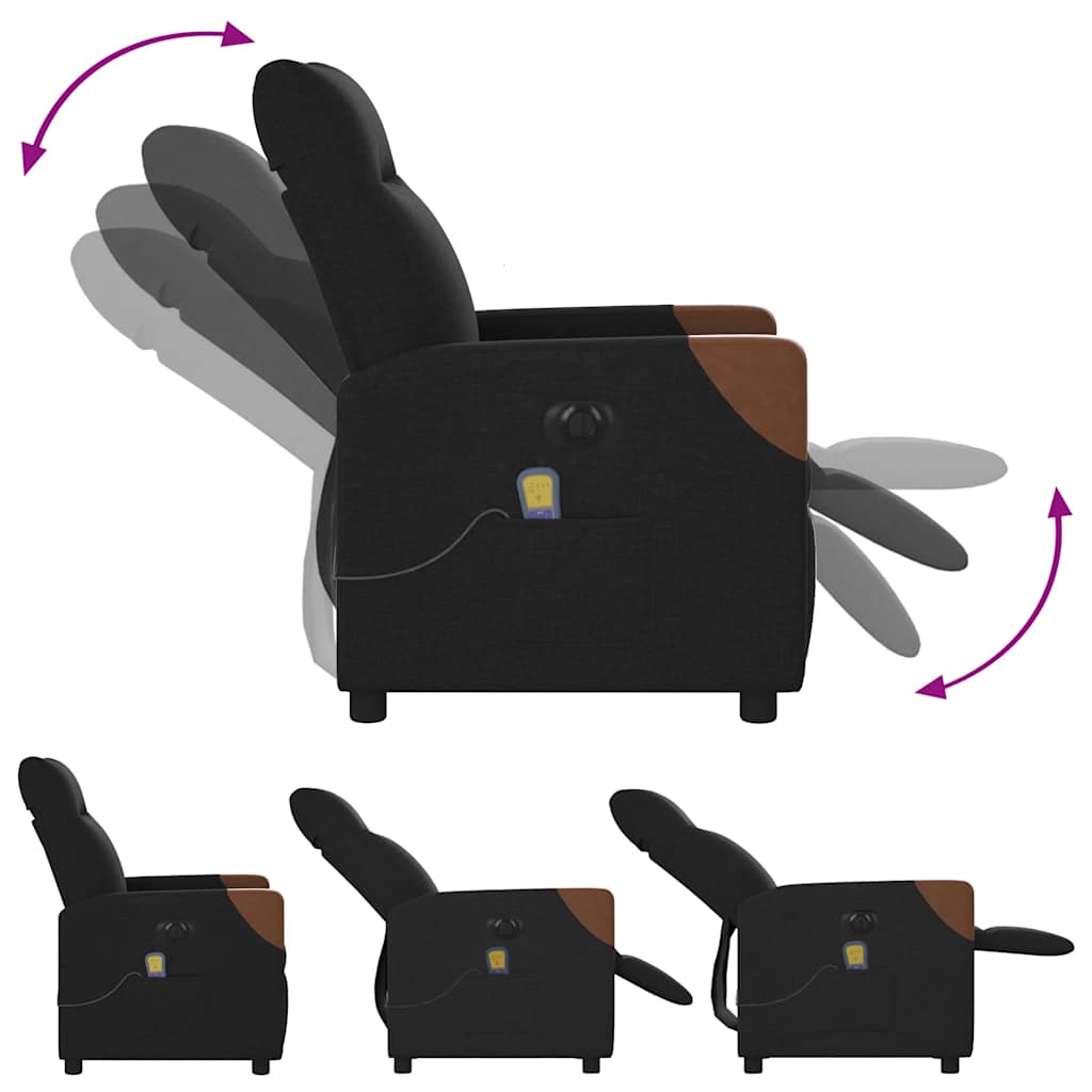 Massagestoel elektrisch verstelbaar stof zwart