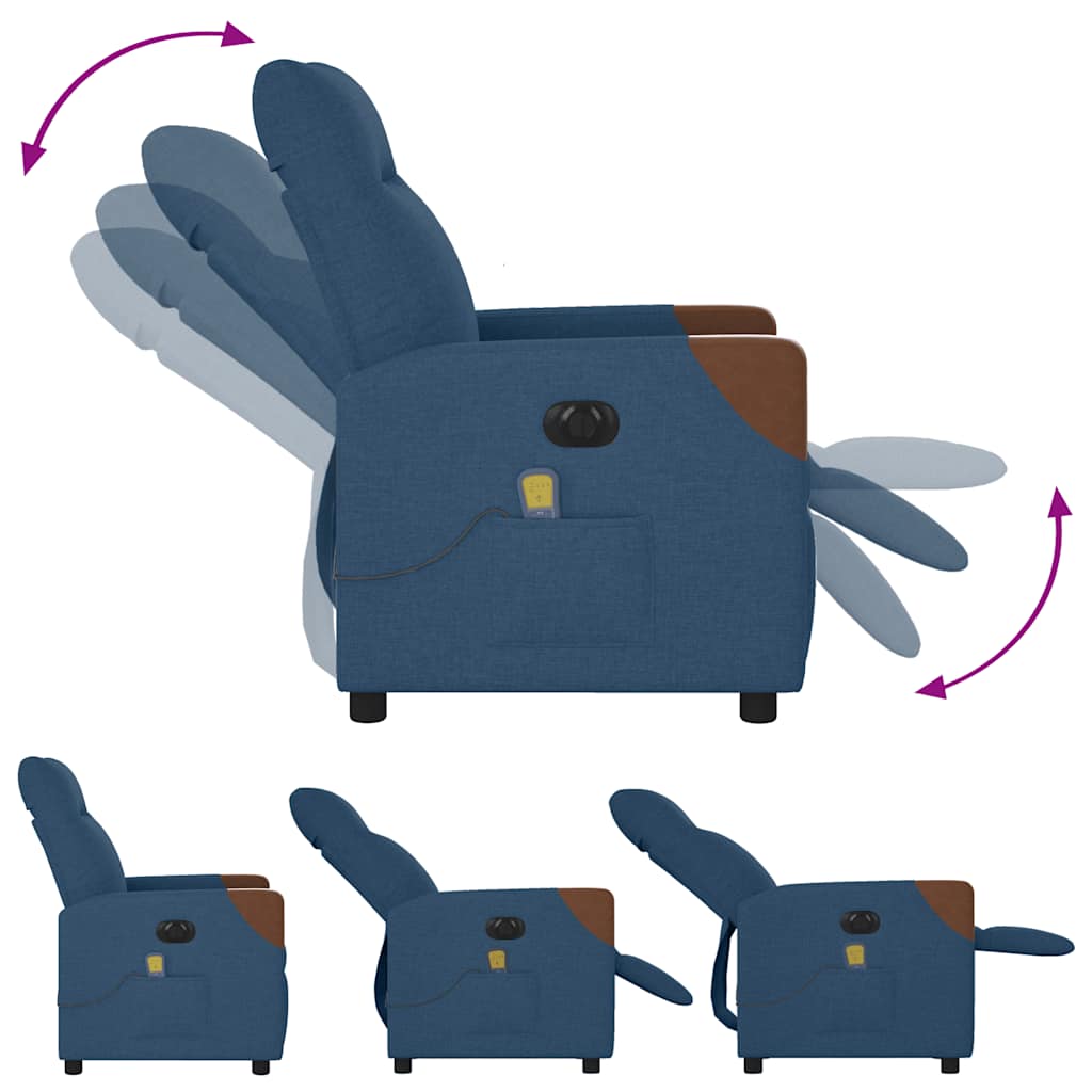 Massagestoel elektrisch verstelbaar stof blauw