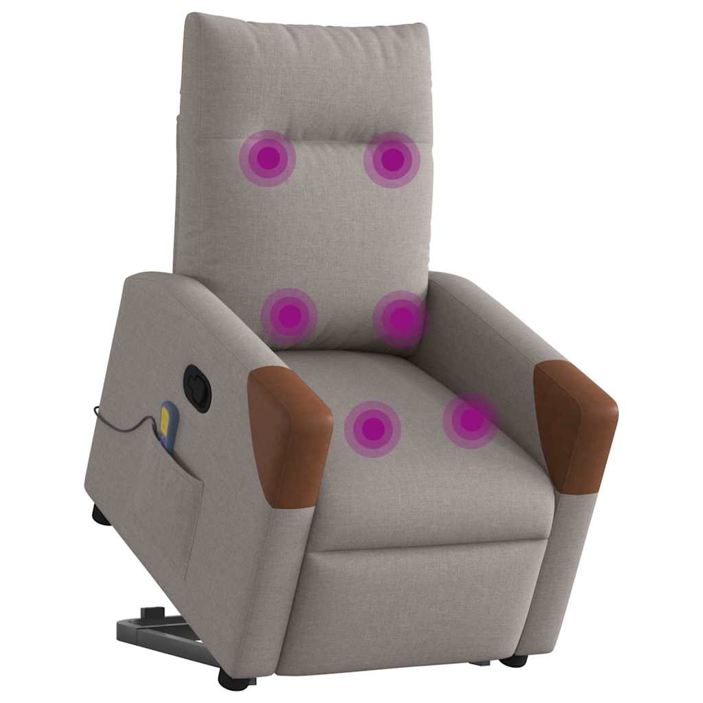 Sta-op-massagestoel verstelbaar stof taupe