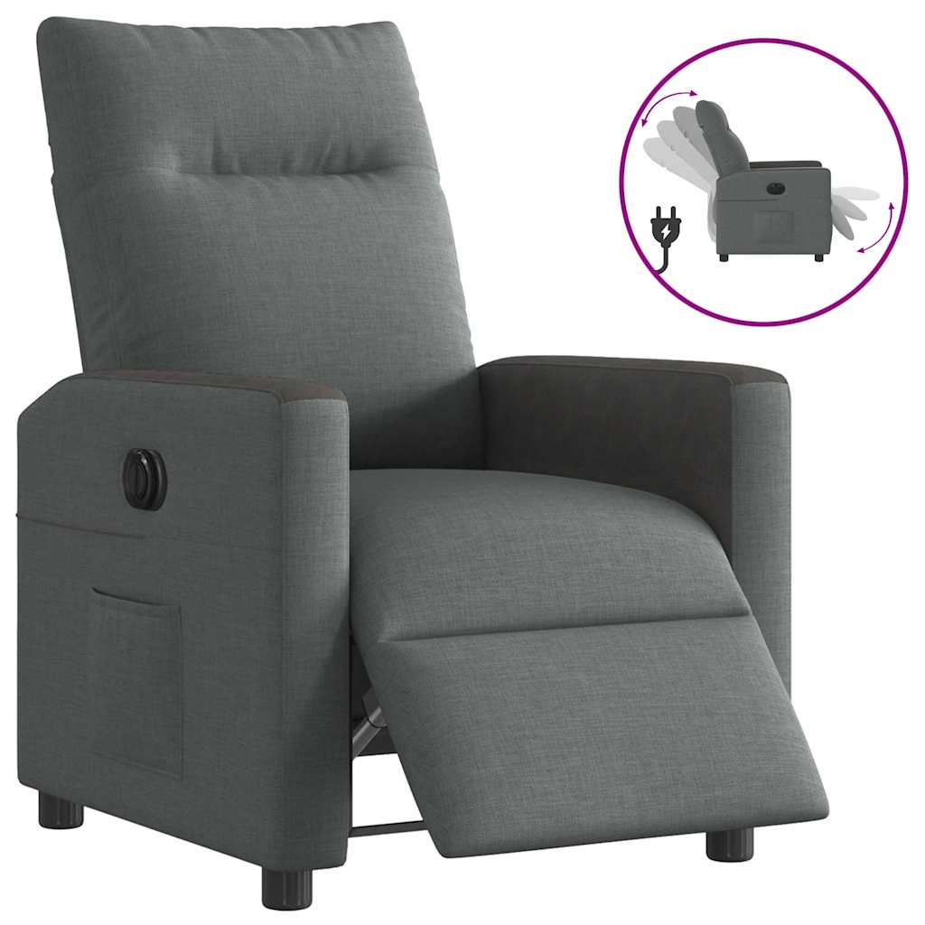Fauteuil elektrisch verstelbaar stof donkergrijs