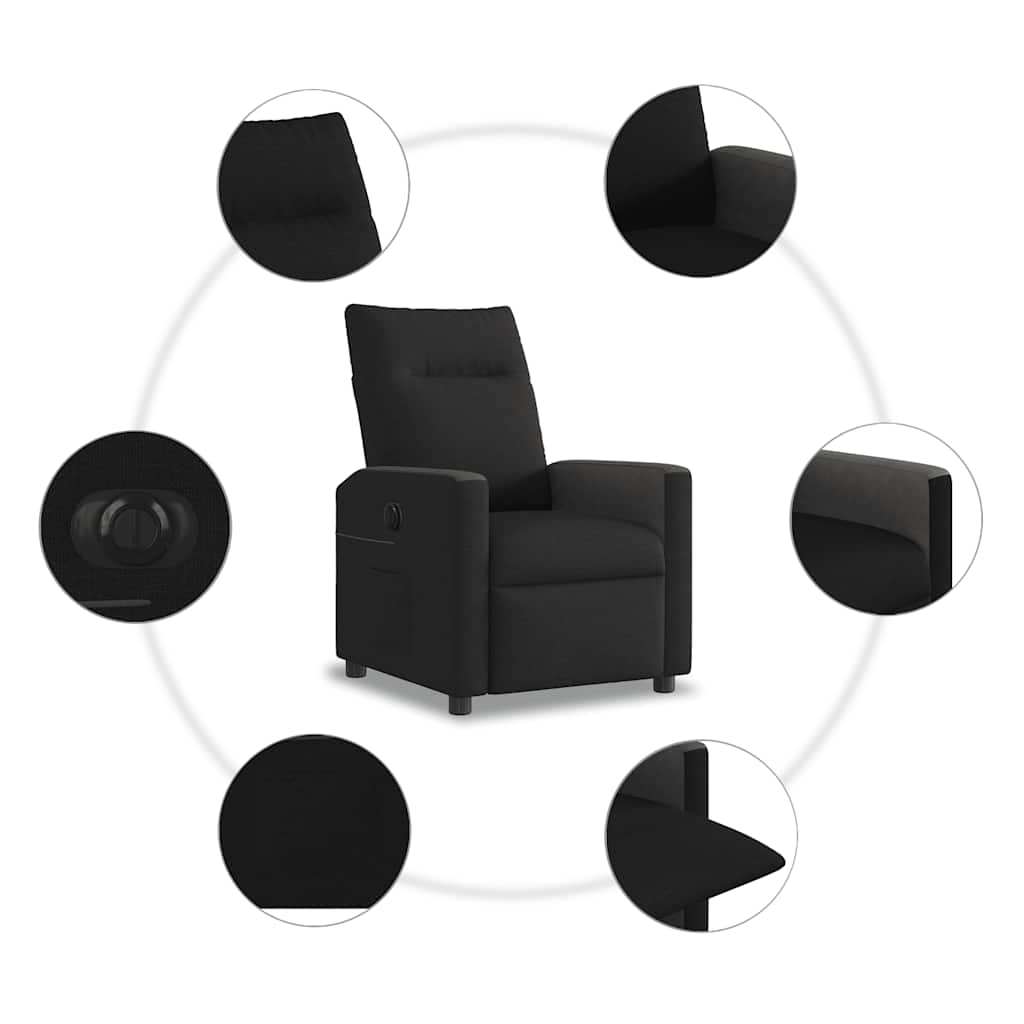 Fauteuil verstelbaar elektrisch stof zwart