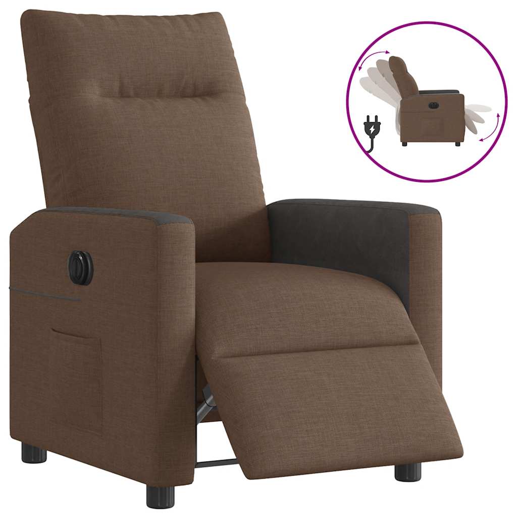 Fauteuil verstelbaar elektrisch stof bruin