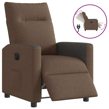 Fauteuil verstelbaar elektrisch stof bruin