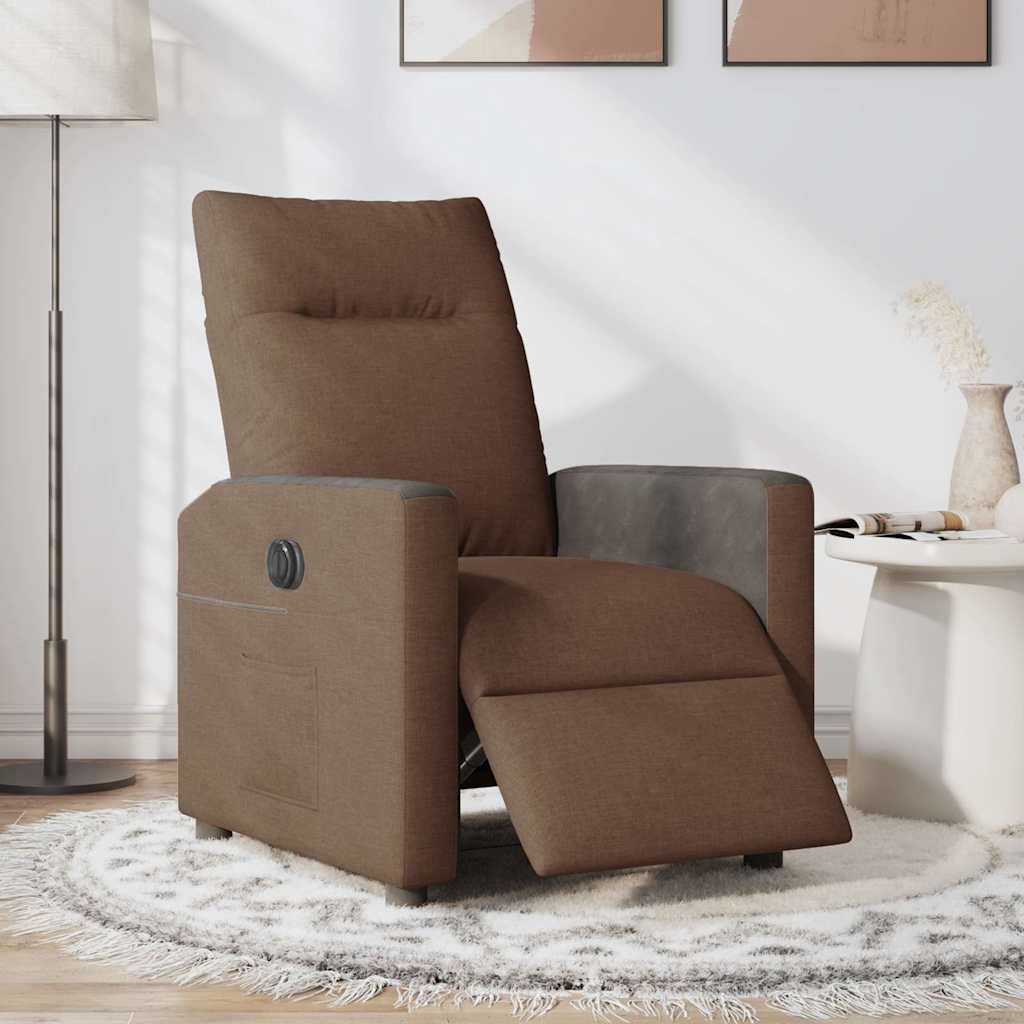 Fauteuil verstelbaar elektrisch stof bruin