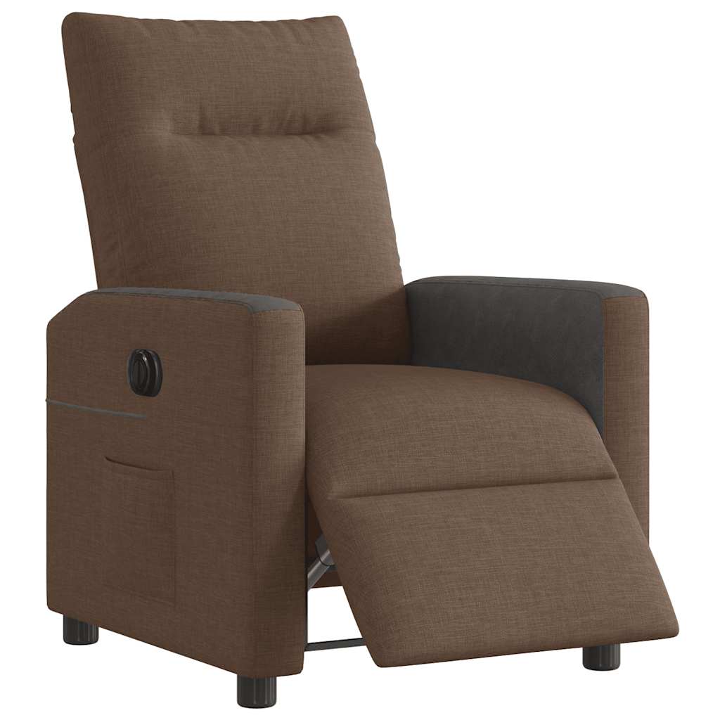 Fauteuil verstelbaar elektrisch stof bruin