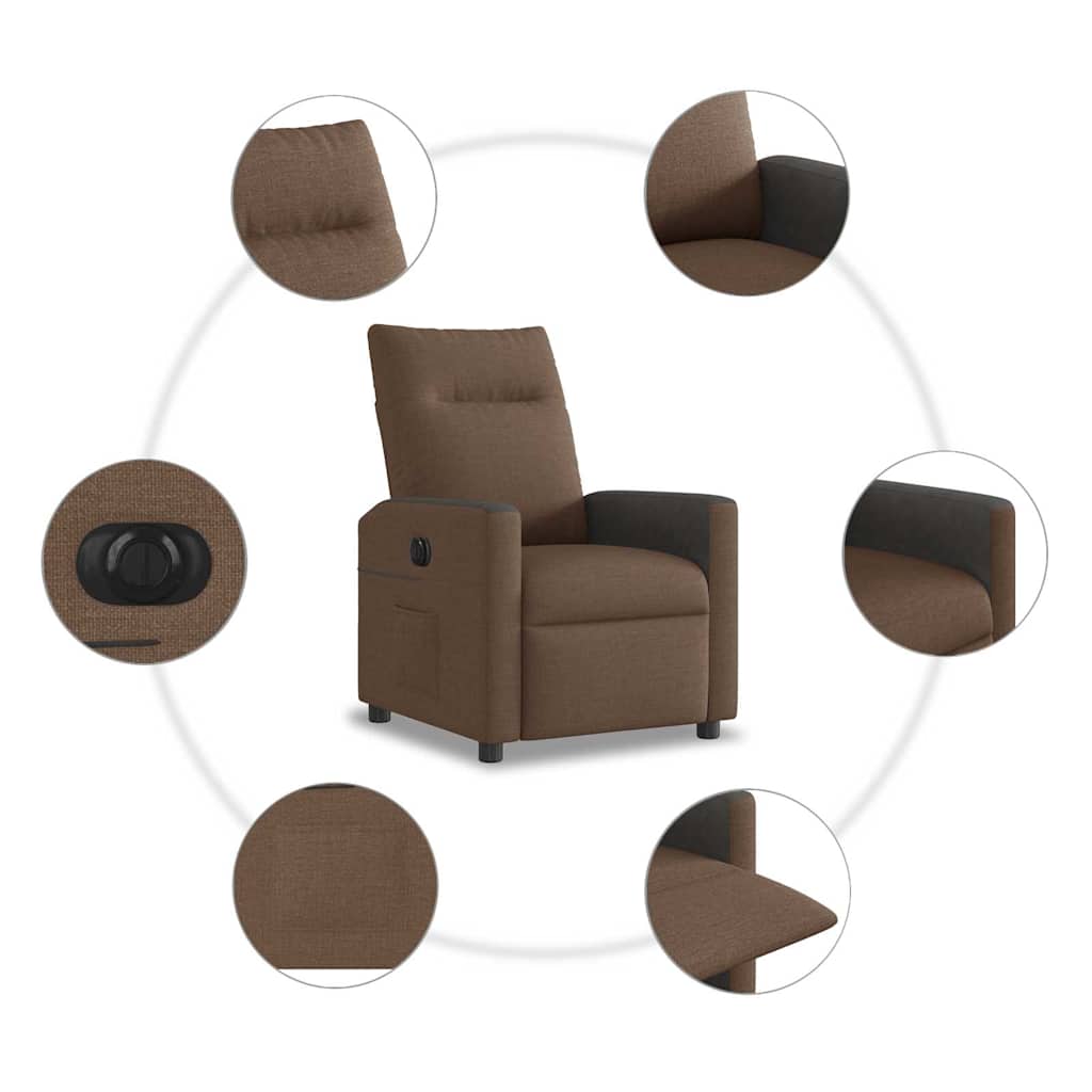 Fauteuil verstelbaar elektrisch stof bruin
