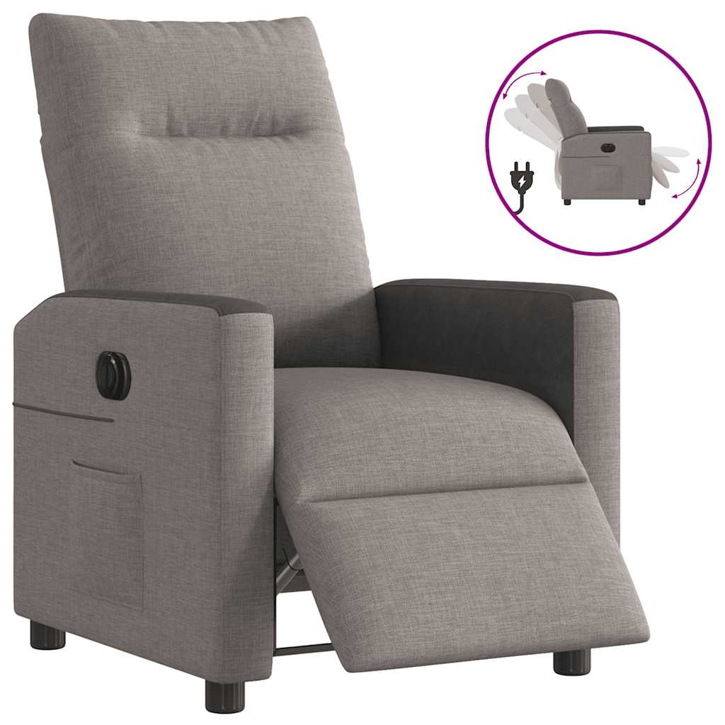 Fauteuil verstelbaar elektrisch stof taupe