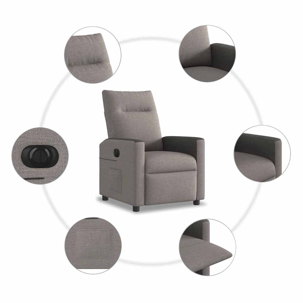 Fauteuil verstelbaar elektrisch stof taupe