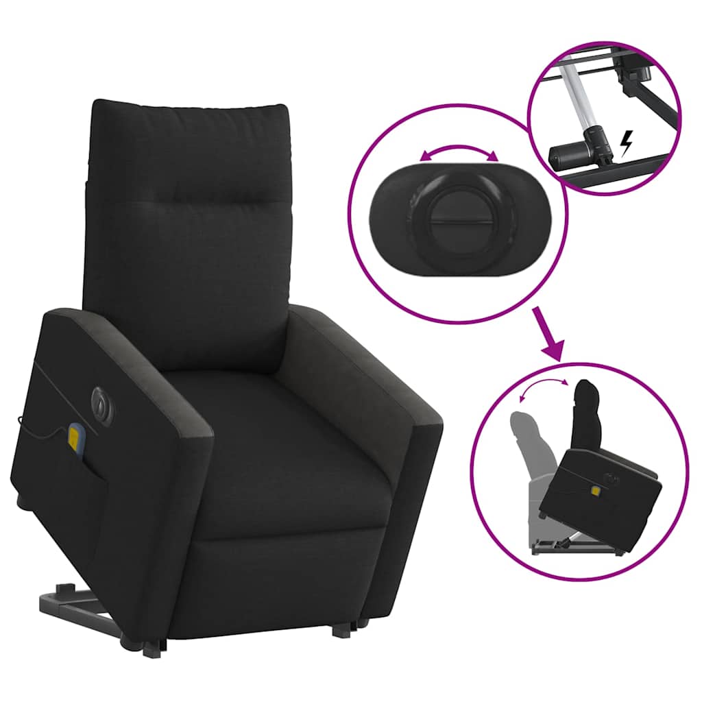 Sta-op-massagestoel elektrisch verstelbaar stof zwart