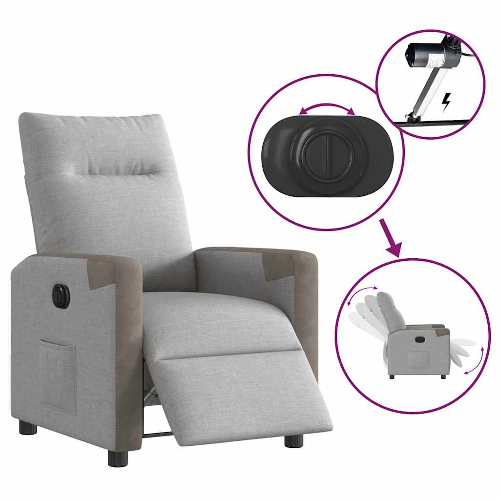 Fauteuil elektrisch verstelbaar stof wolk grijs