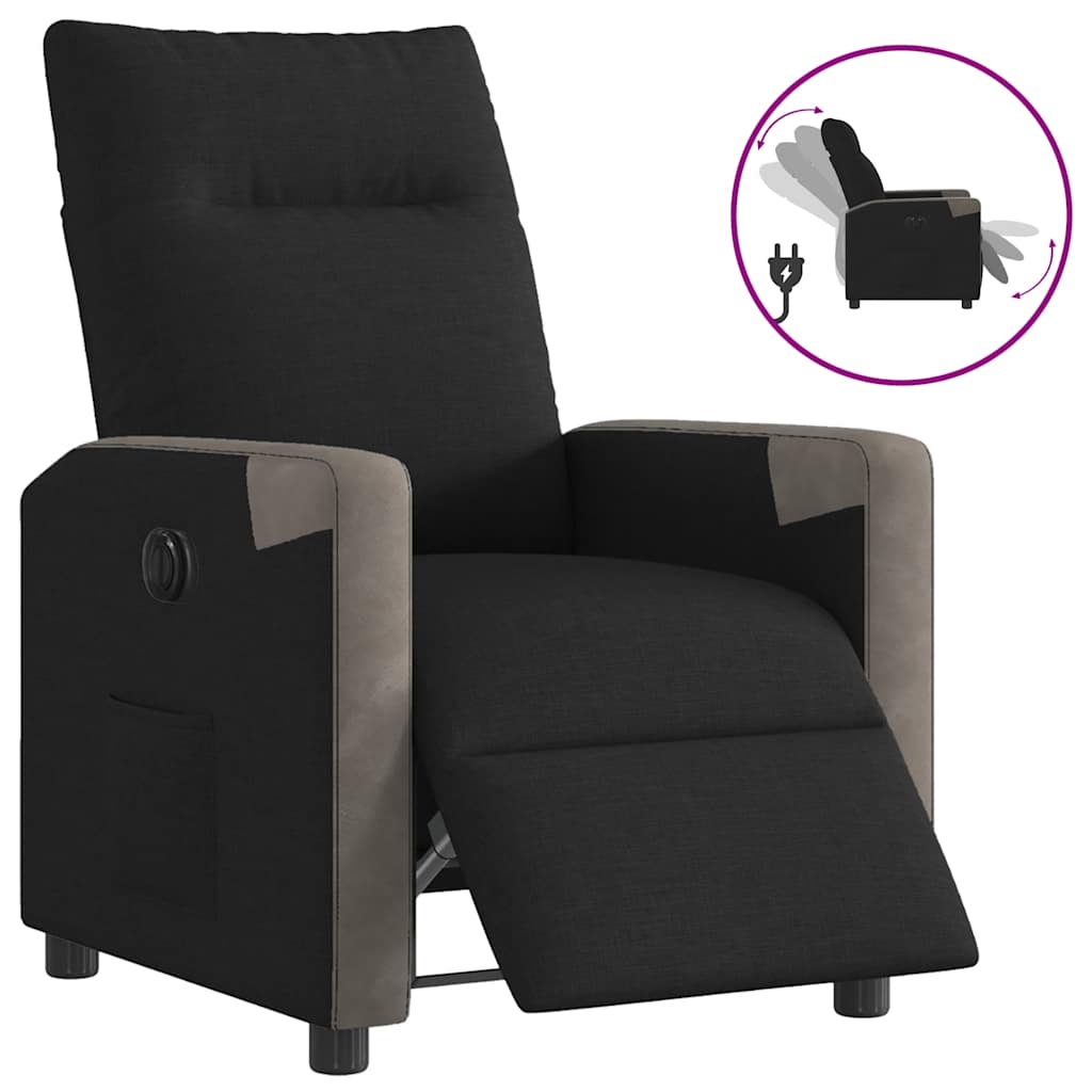 Fauteuil verstelbaar elektrisch stof zwart