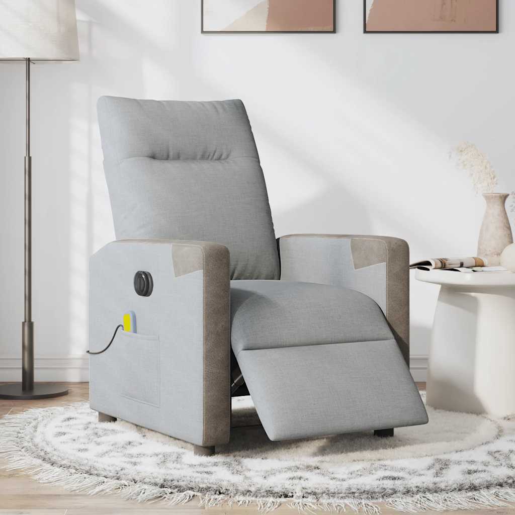 Massagestoel elektrisch verstelbaar stof lichtgrijs