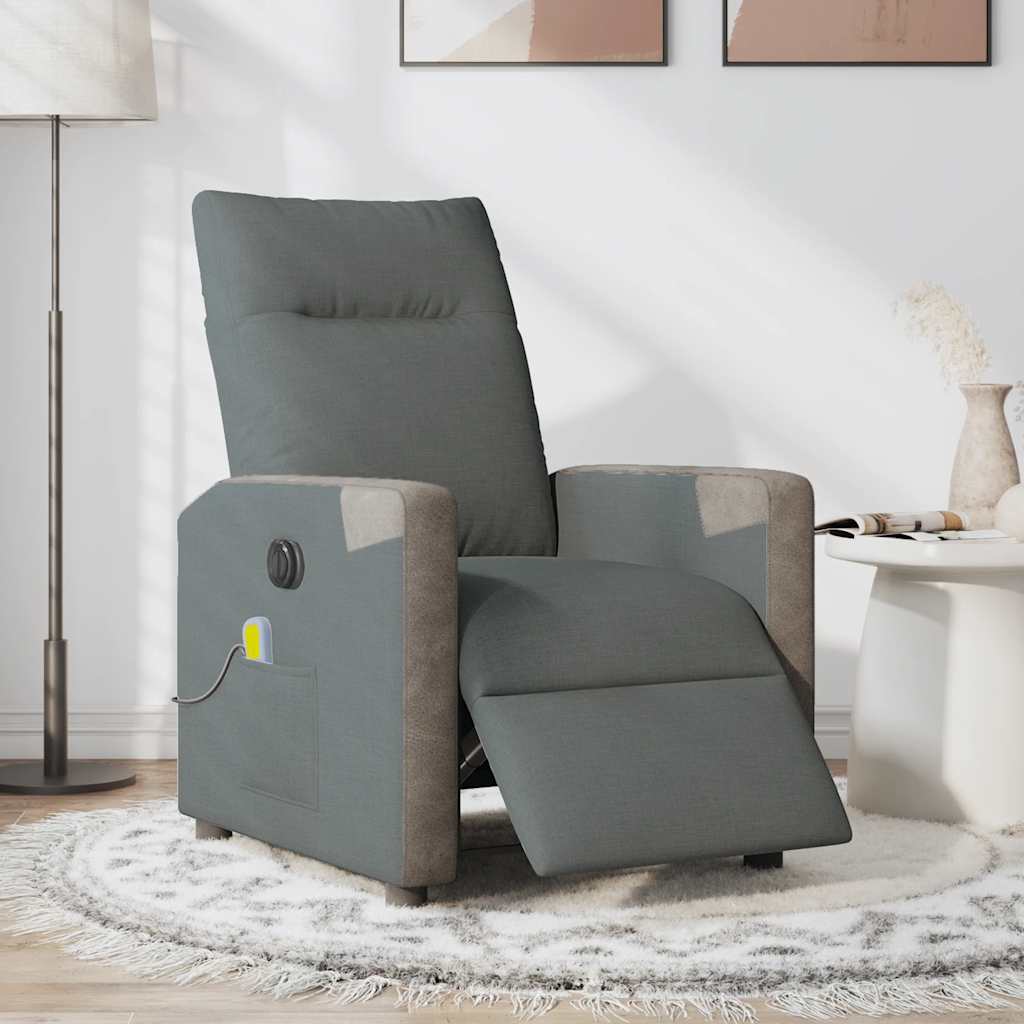 Massagestoel elektrisch verstelbaar stof donkergrijs