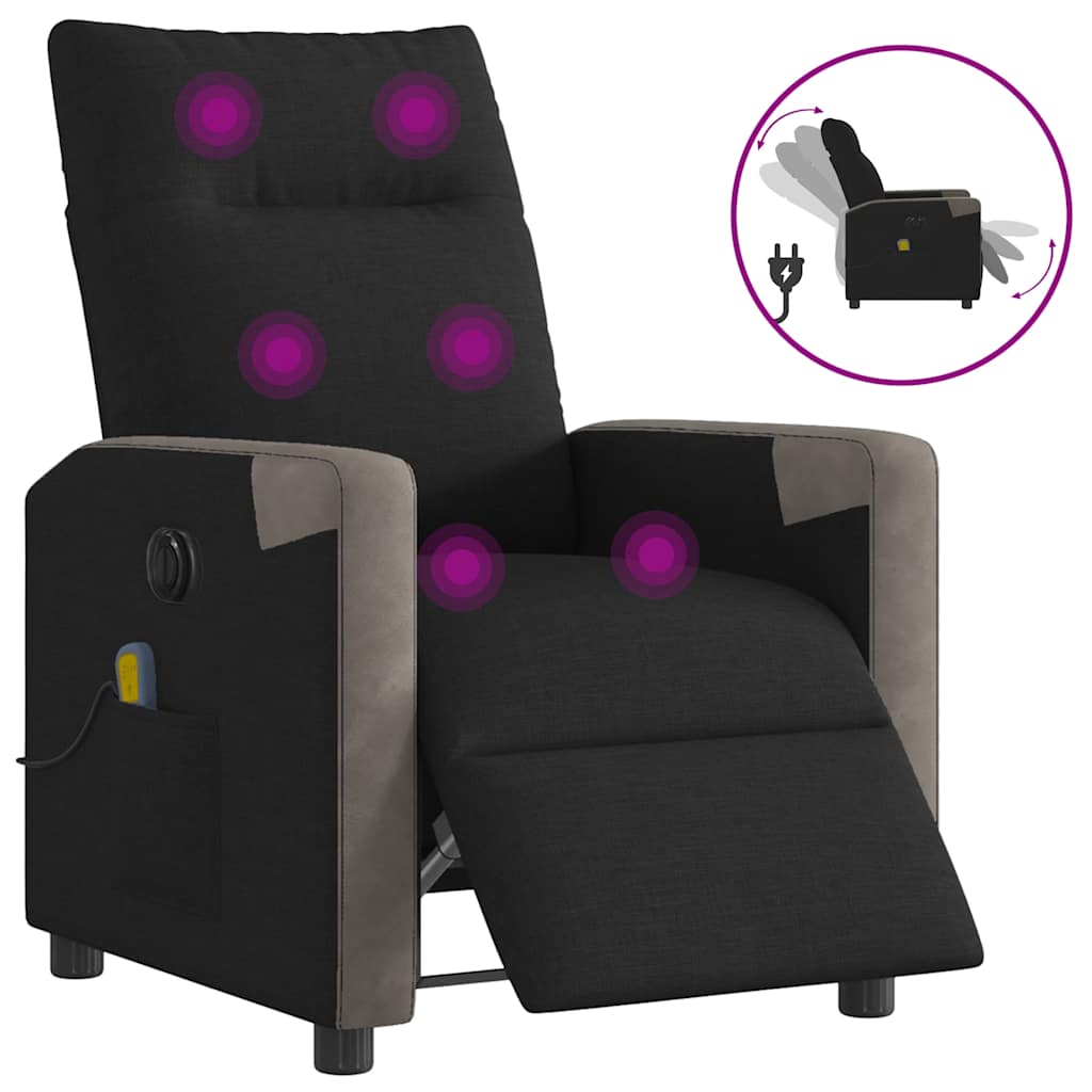 Massagestoel elektrisch verstelbaar stof zwart