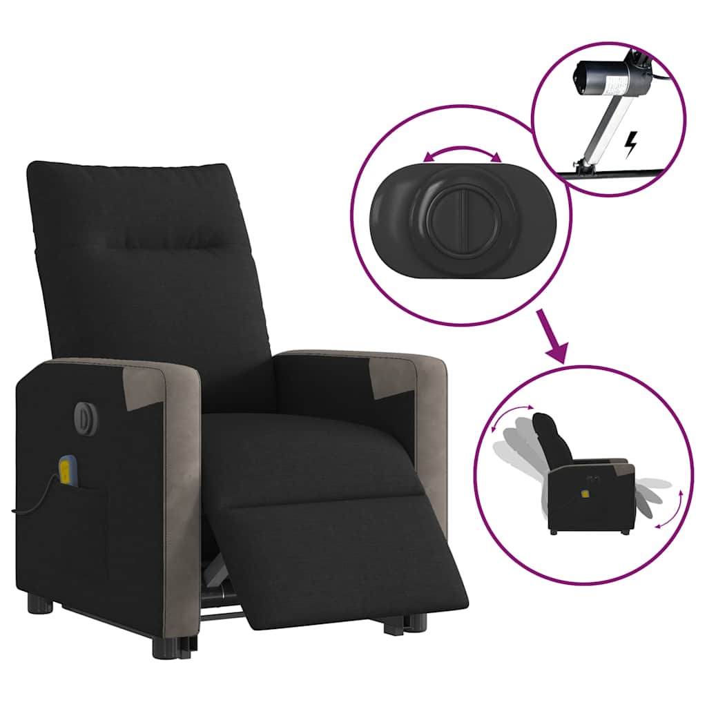 Sta-op-massagestoel elektrisch verstelbaar stof zwart