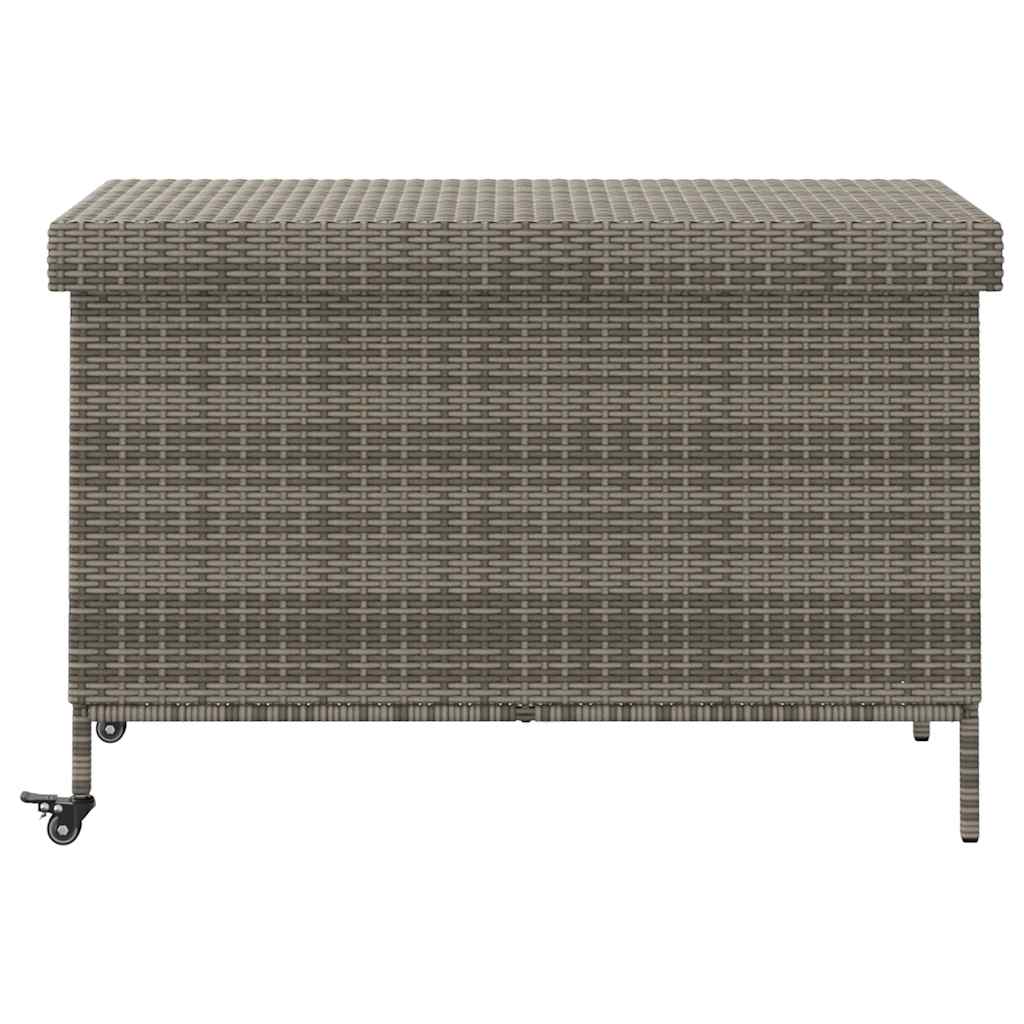 Tuinbox met wielen 110x55x73 cm poly rattan grijs