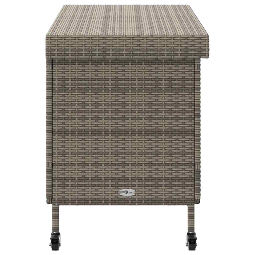 Tuinbox met wielen 110x55x73 cm poly rattan grijs