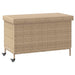 Tuinbox met wielen 110x55x73 cm poly rattan gemengd beige