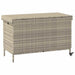 Tuinbox met wielen 110x55x73 cm poly rattan lichtgrijs
