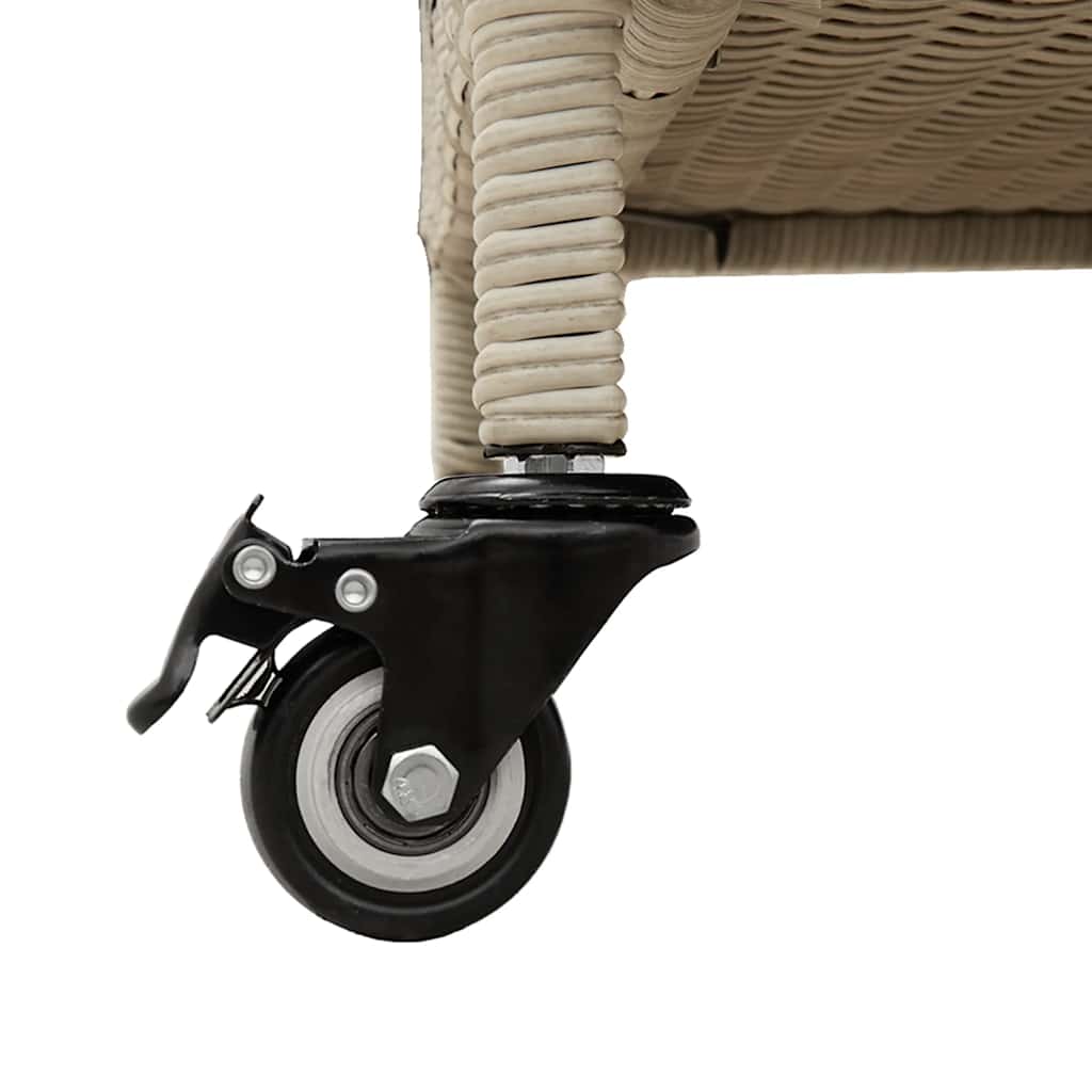 Tuinbox met wielen 110x55x73 cm poly rattan lichtgrijs