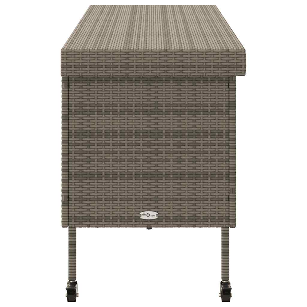 Tuinbox met wielen 160x55x75 cm poly rattan grijs