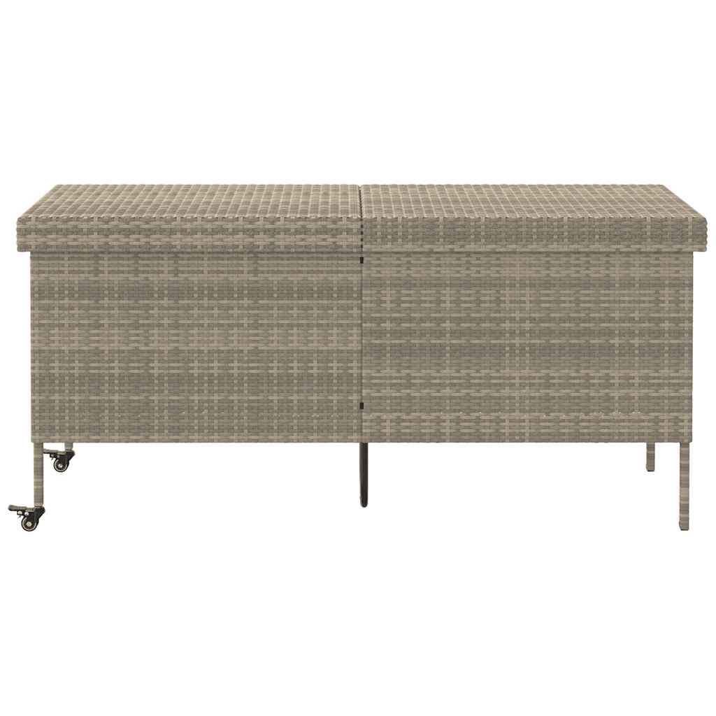 Tuinbox met wielen 160x55x75 cm poly rattan lichtgrijs